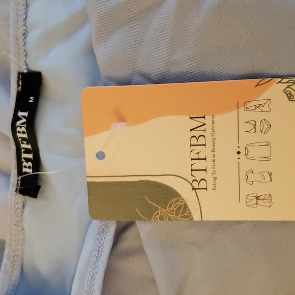 BTFBM Puff Sleeve Asymmetrical Neck High Waist Cutout Swing Maxi Dress Blue SZ M - Picture 6 of 9